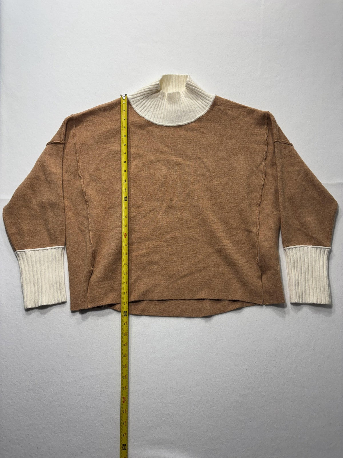 Maeve Sweater Womens Medium Brown Mock Neck Dolman Sleeve Knit Relaxed Pullover