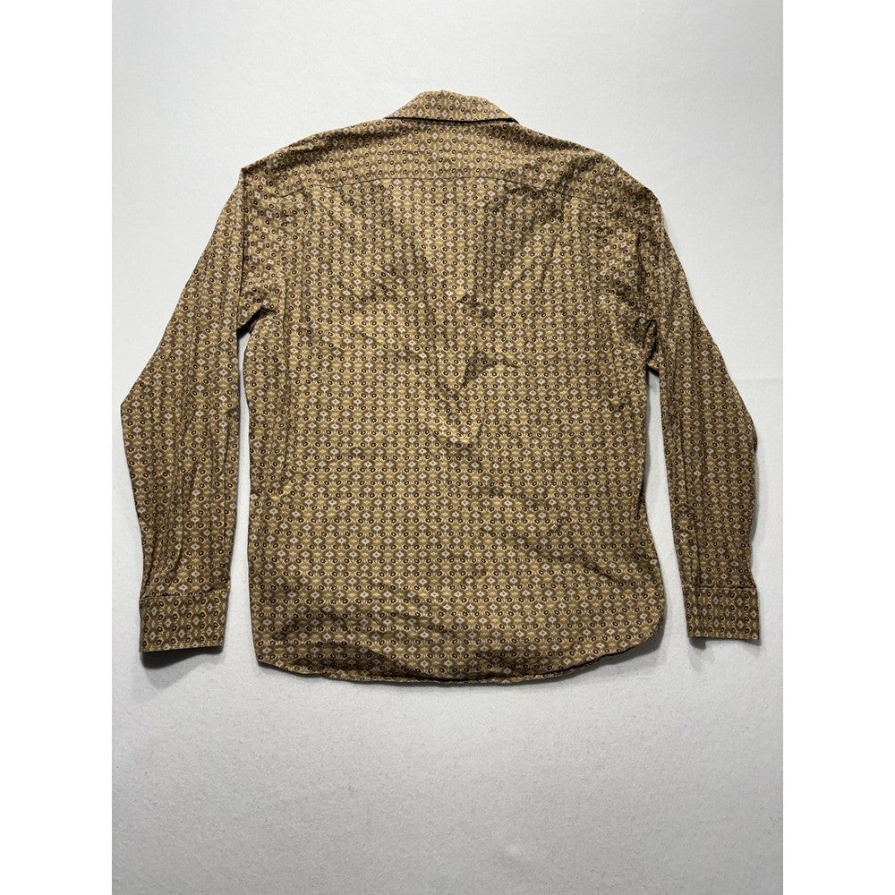 Michael Kors Dress Shirt Mens Large Brown Floral Long Sleeve Tailored Fit Cotton