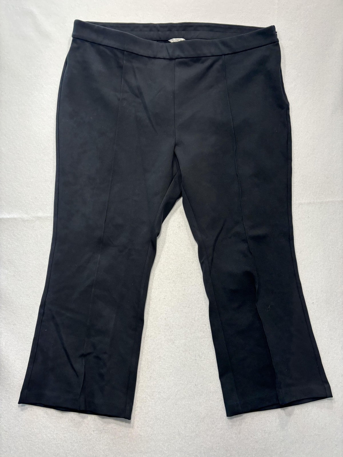 J.Crew Dress Pants Womens 20 Black Ponte Straight Leg Pull On Crop Stretch