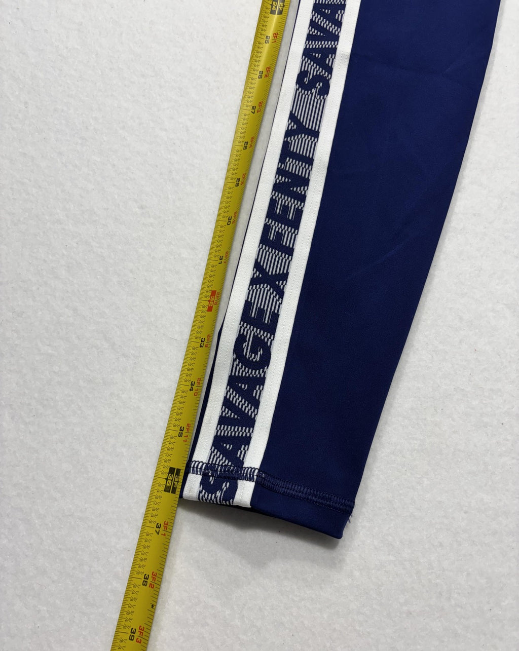 Savage X Fenty Leggings Womens Small Blue High Rise Logo Side Stripe Sport Ankle