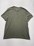 Lucky Brand Shirt Mens XL Green Slub Henley Short Sleeve Lightweight Jersey Tee