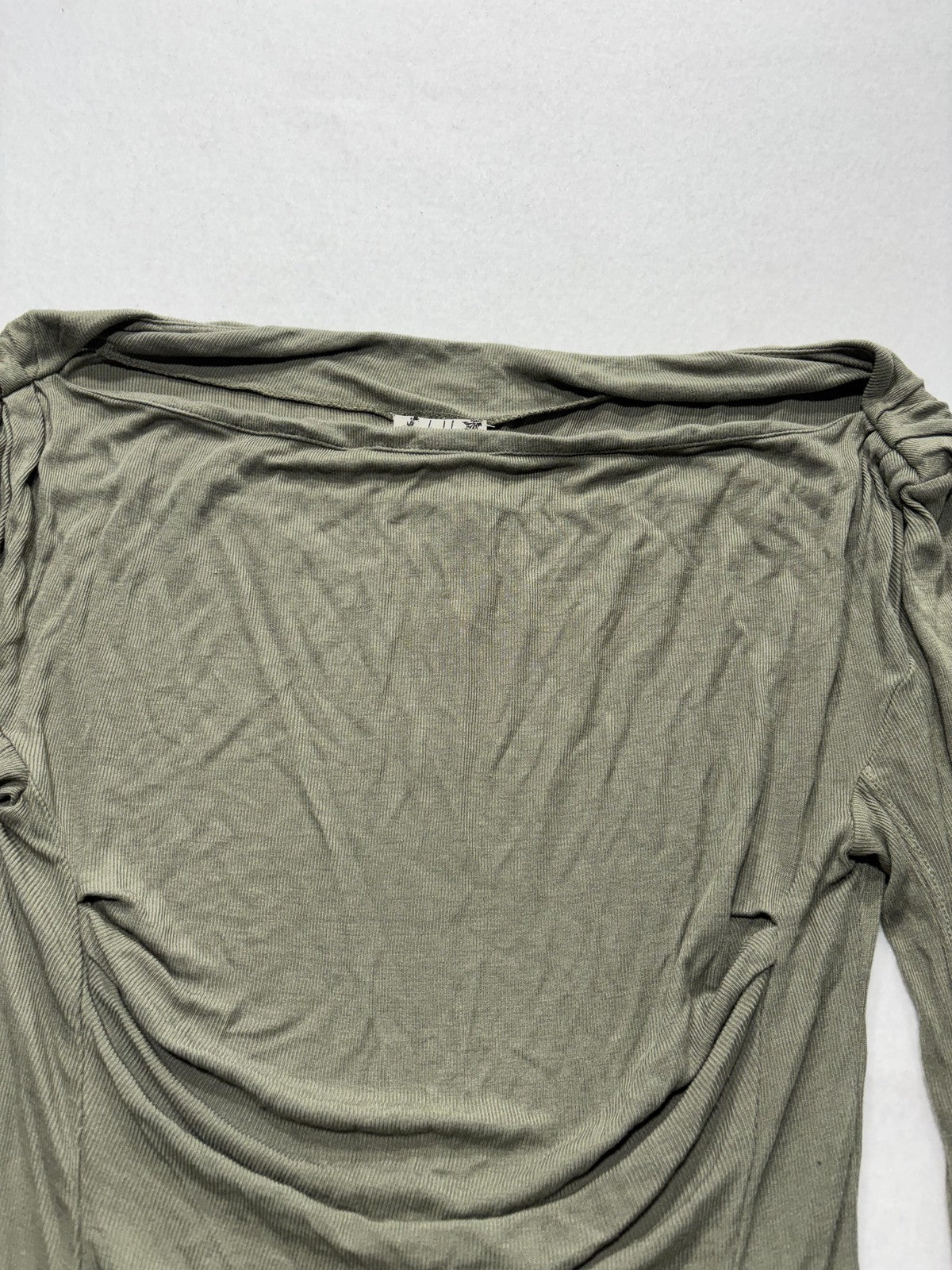 Free People Shirt Womens XS Green Off Shoulder Ruched Long Sleeve Jersey