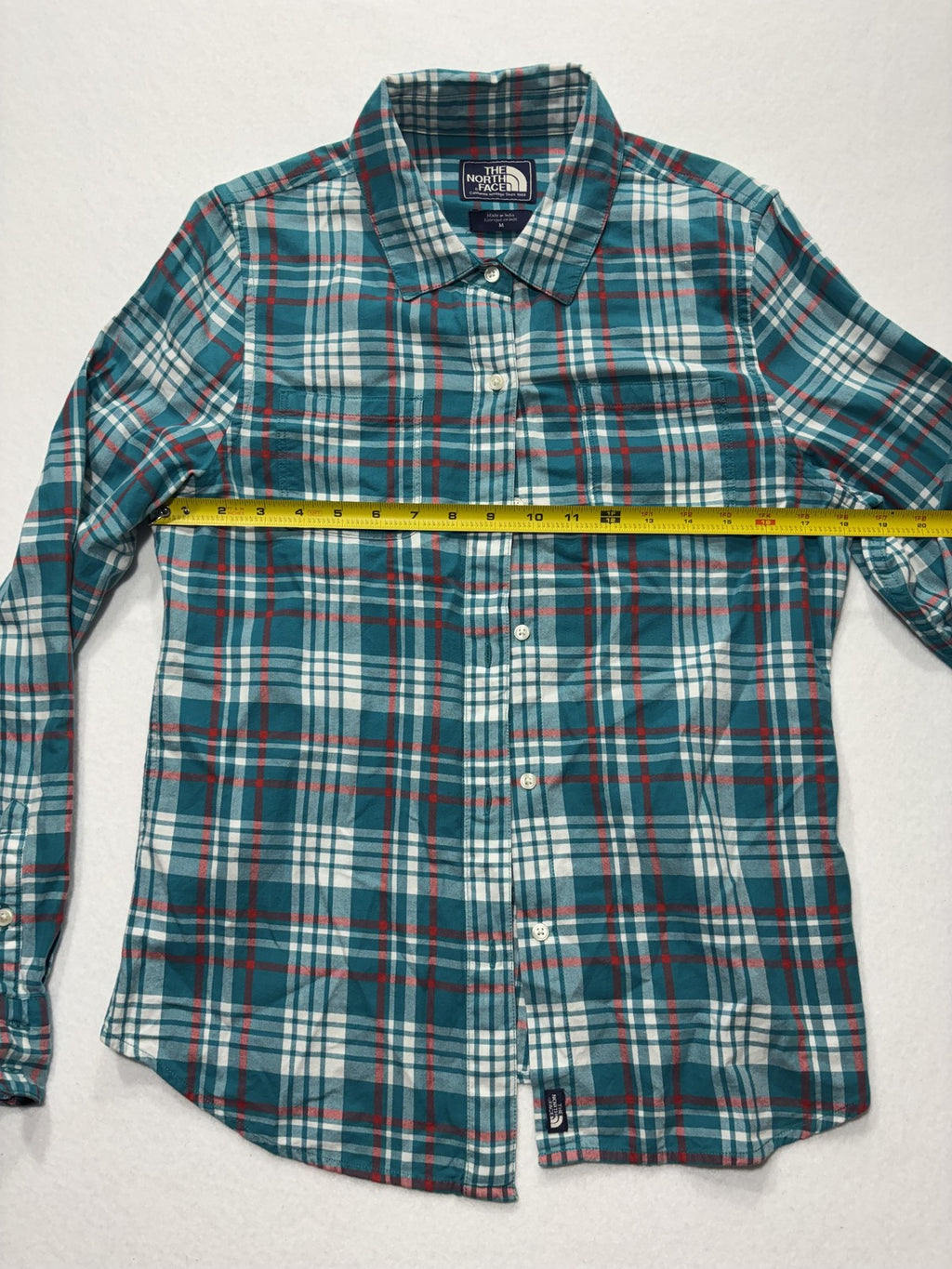 The North Face Shirt Mens Medium Green Plaid Long Sleeve Button Up Cotton Casual