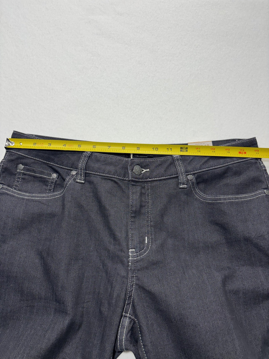 PrAna Jeans Womens 12 Gray Dark Wash Straight Leg Mid Rise Stretch 33x32
