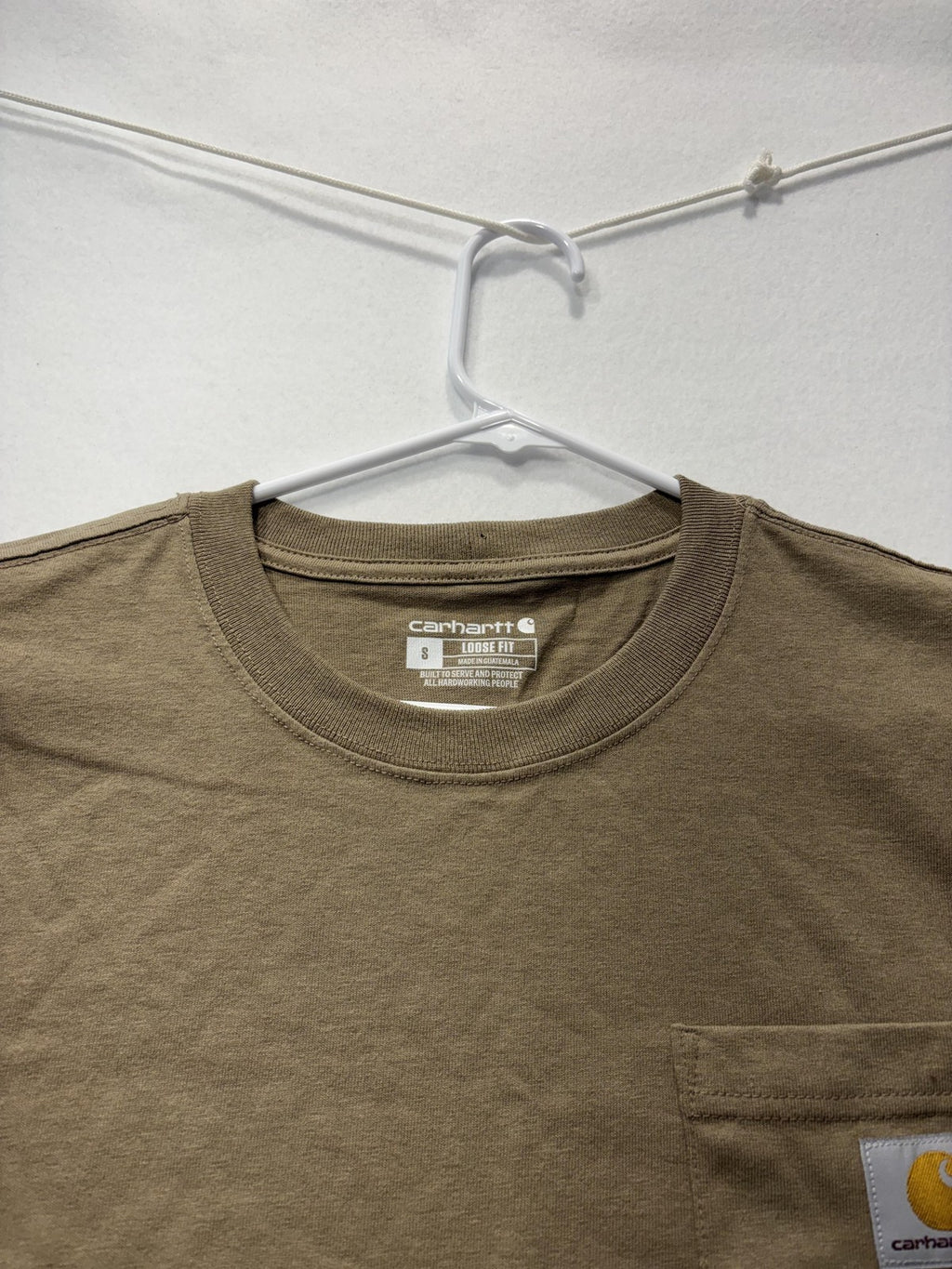Carhartt Shirt Mens Small Brown Loose Fit Pocket T-Shirt Short Sleeve Workwear