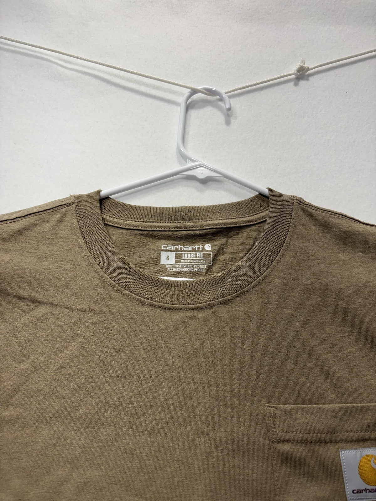 Carhartt Shirt Mens Small Brown Loose Fit Pocket T-Shirt Short Sleeve Workwear
