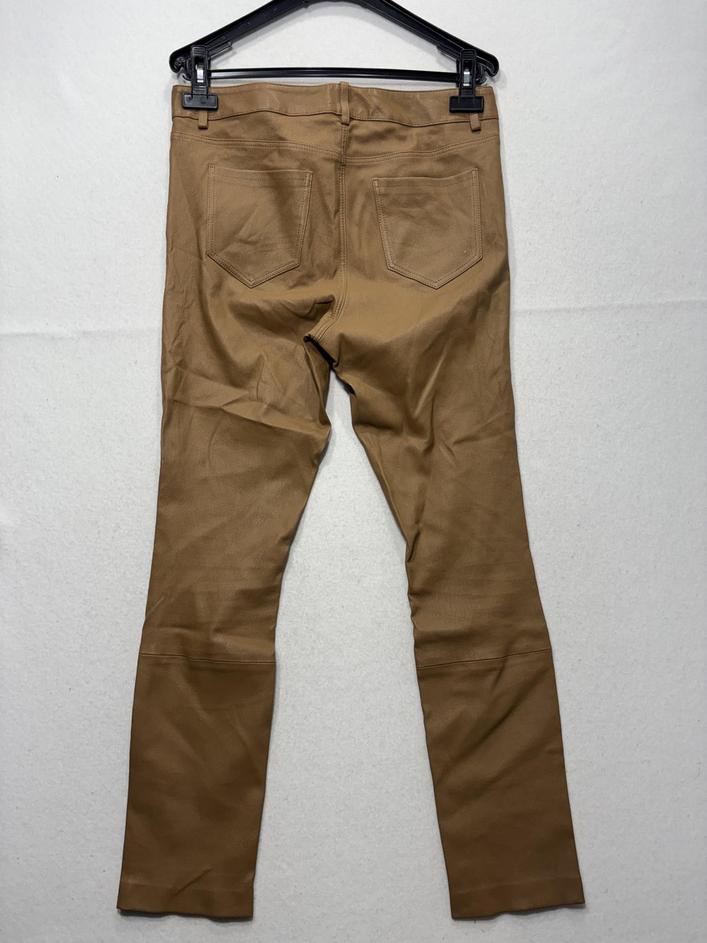 Theory Dress Pants Womens 8 Brown Lamb Leather Bristol Skinny 5 Pocket Zip