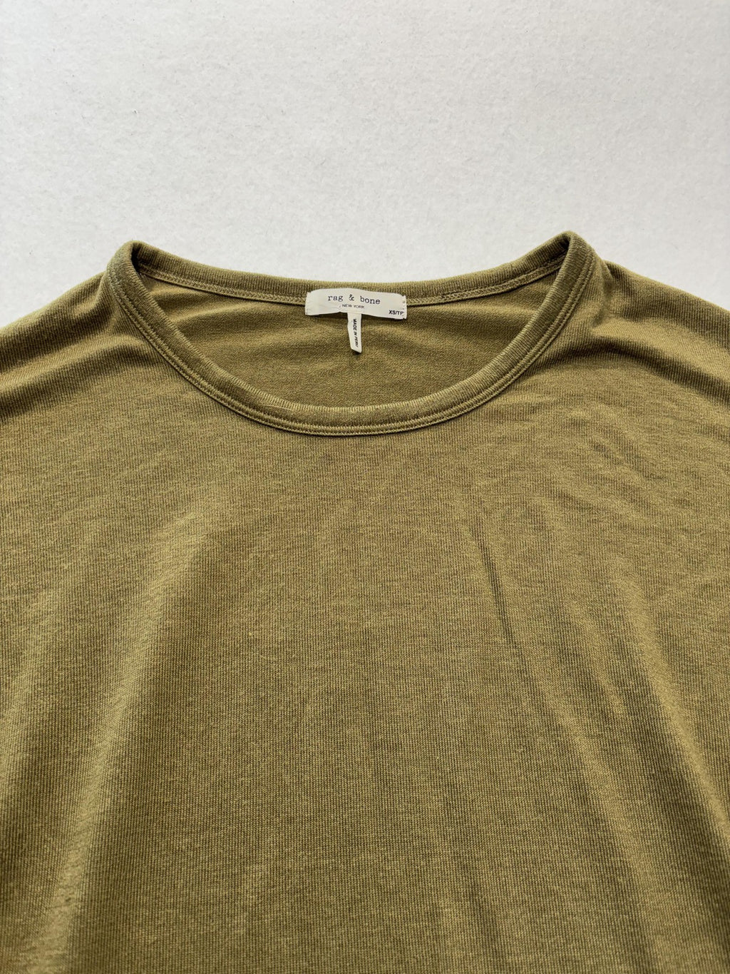 Rag & Bone Shirt Womens XS Green Crew Neck Long Sleeve Jersey Basic Tee