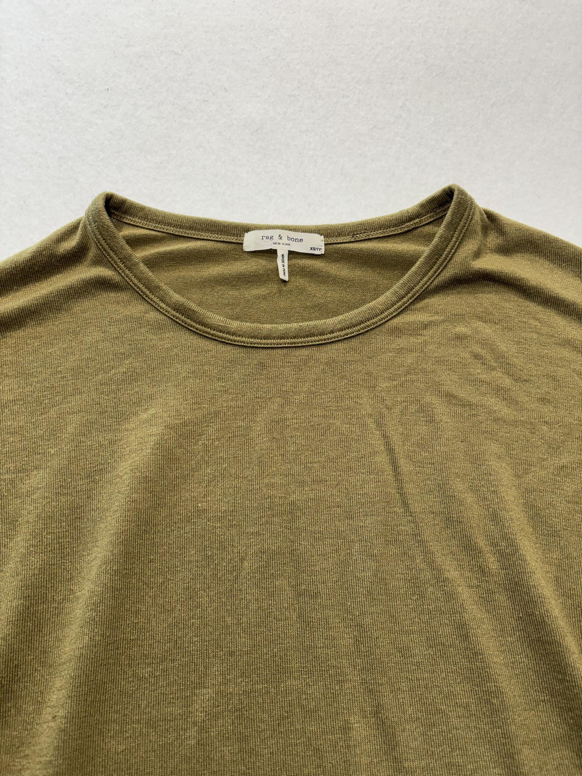 Rag & Bone Shirt Womens XS Green Crew Neck Long Sleeve Jersey Basic Tee