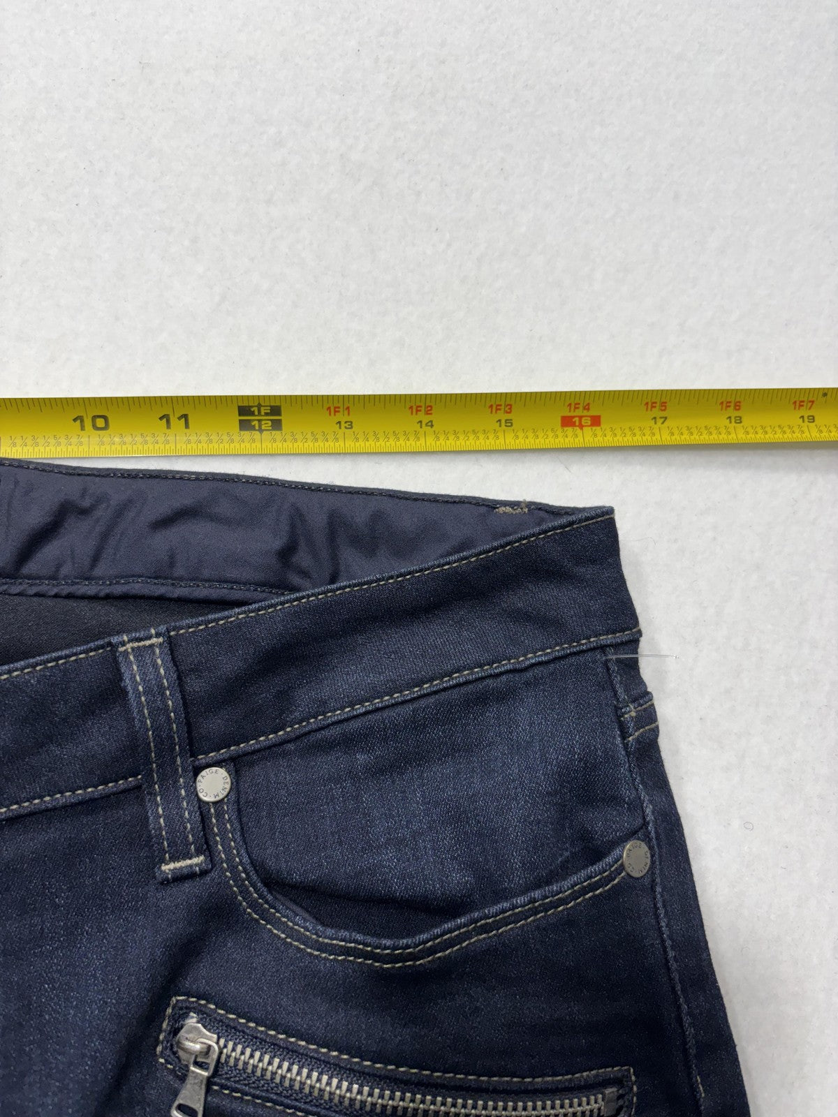 Paige Edgemont Jeans Womens 31 Blue Dark Wash Mid Rise Ultra Skinny 31x29.5 Zips