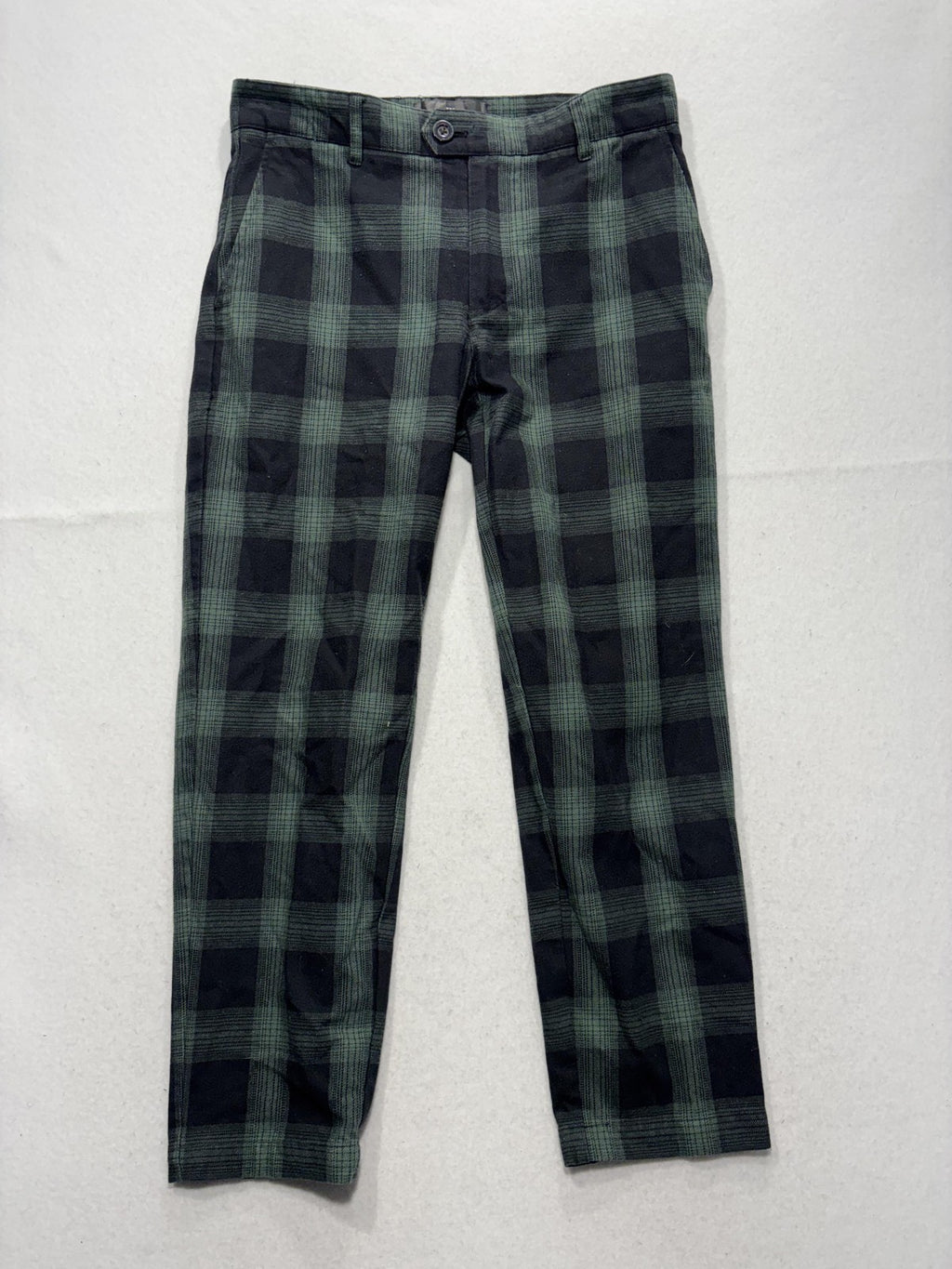 Houston White Chino Pants Mens 30x30 Green Plaid Regular Fit Tapered Leg Casual