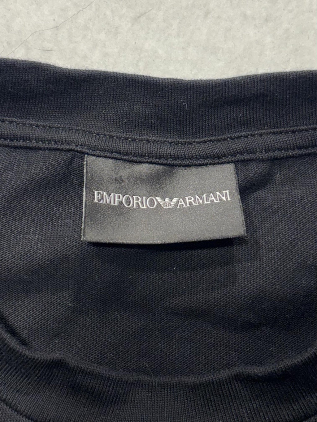 Emporio Armani Shirt Mens Medium Black Embroidered Eagle Logo Back Spell Out