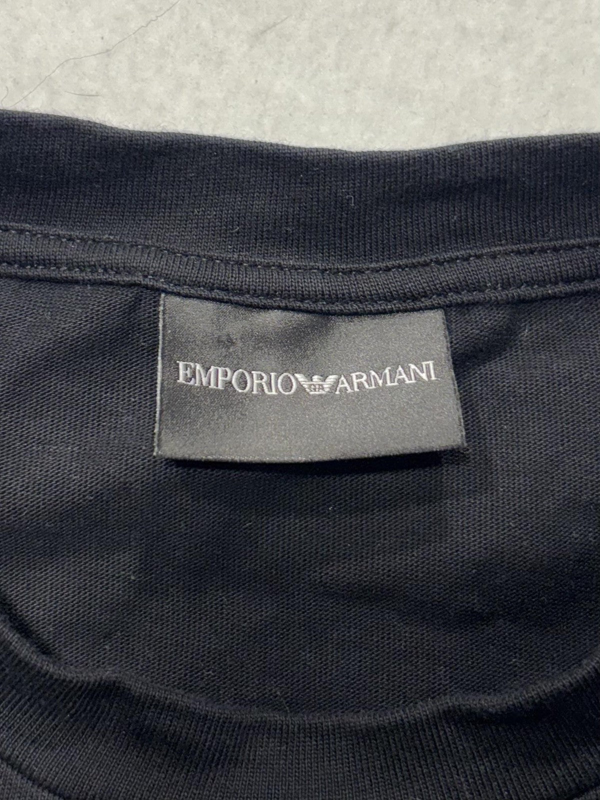 Emporio Armani Shirt Mens Medium Black Embroidered Eagle Logo Back Spell Out