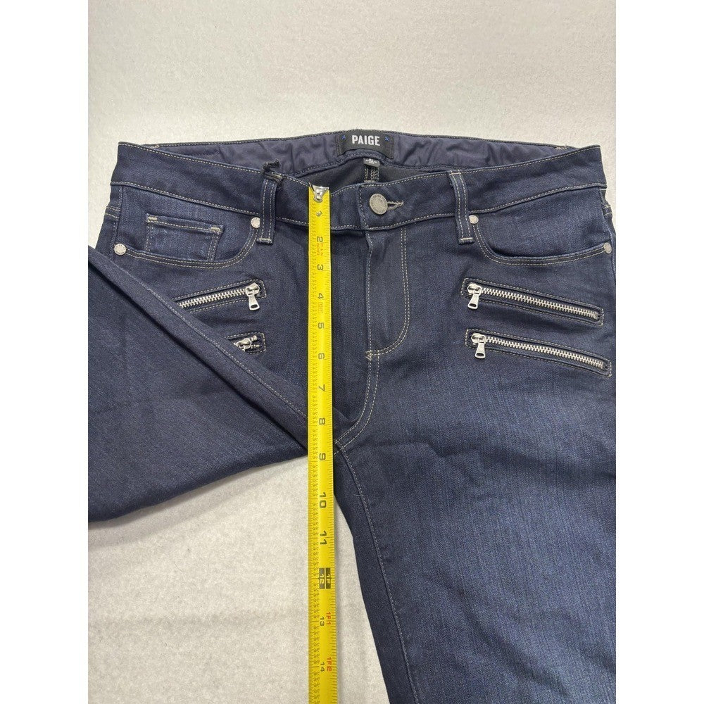 Paige Edgemont Jeans Womens 31 Blue Dark Wash Mid Rise Ultra Skinny 31x29.5 Zips