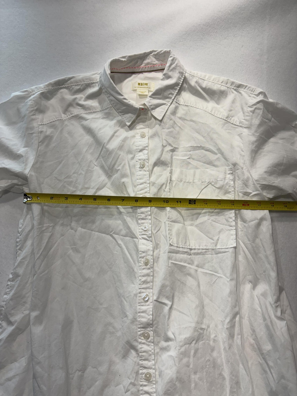 Maeve Shirt Dress Womens Medium White Collared Button Front Cotton Anthropologie