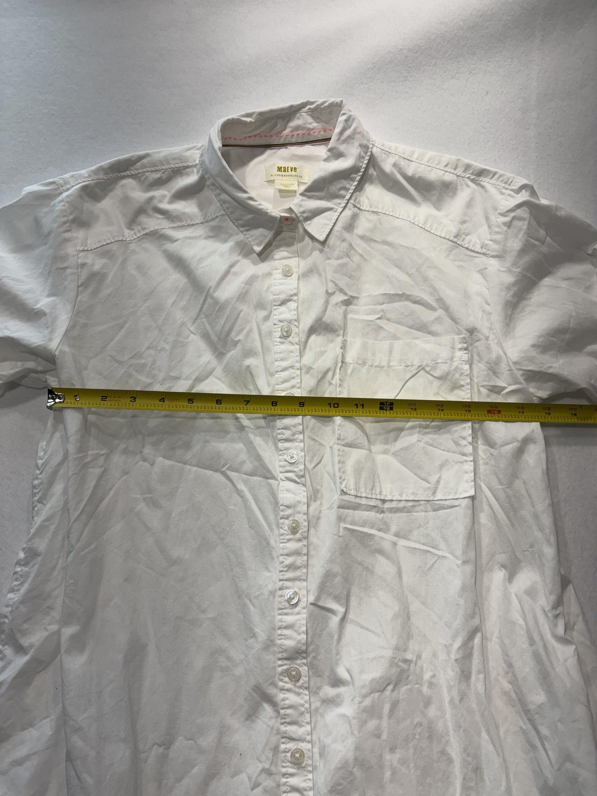 Maeve Shirt Dress Womens Medium White Collared Button Front Cotton Anthropologie
