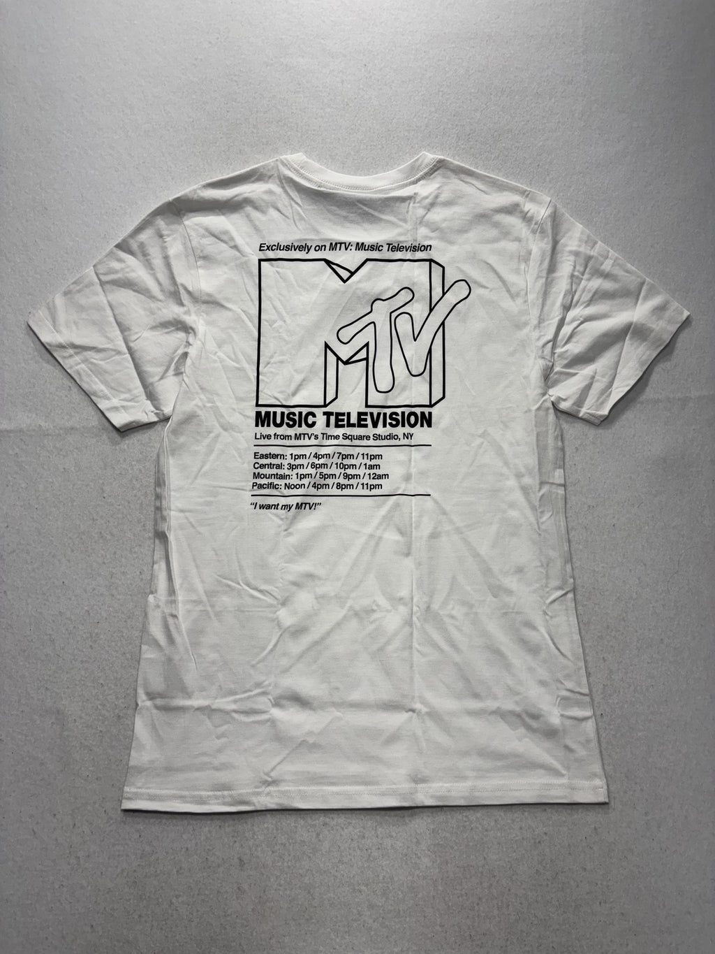 MTV Shirt Mens Medium White Music Television Logo Graphic Tee Tbar Collab