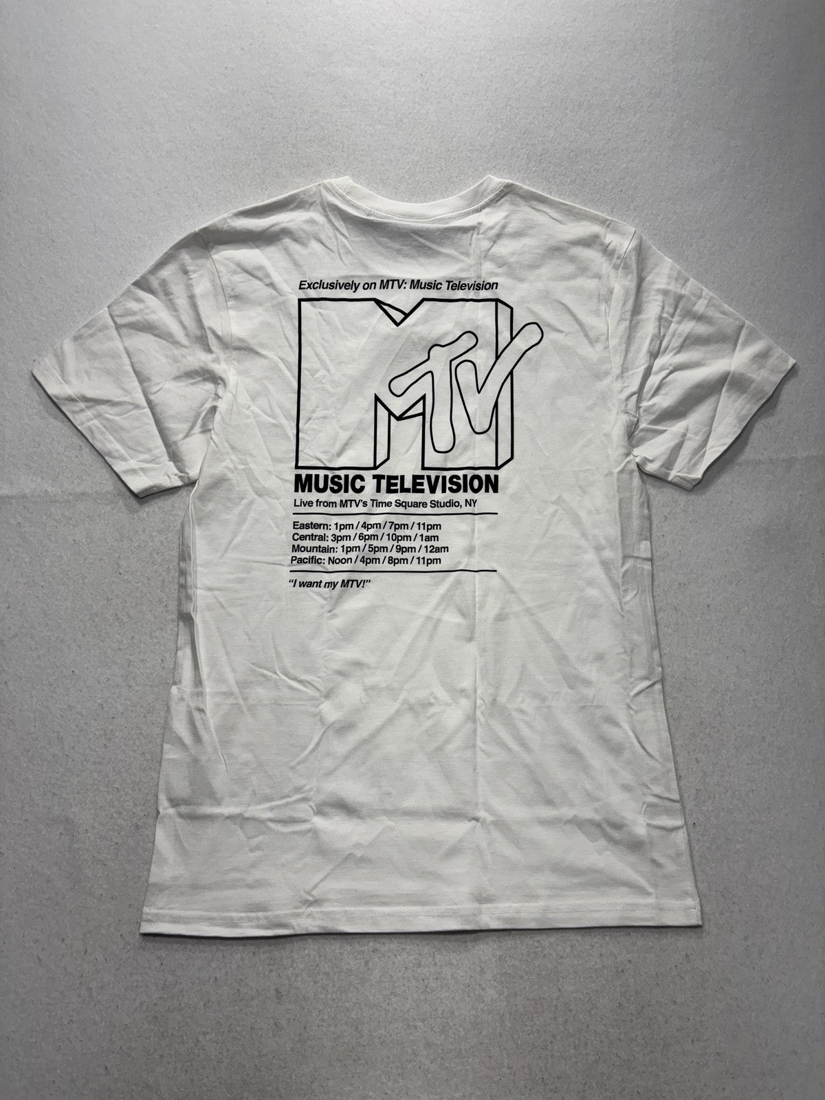MTV Shirt Mens Medium White Music Television Logo Graphic Tee Tbar Collab
