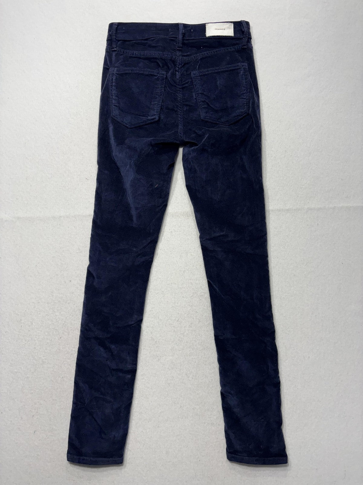 FRANKIE Pants Womens 24 Blue Velvet Skinny Jegging Stretch Zip Pockets Winter