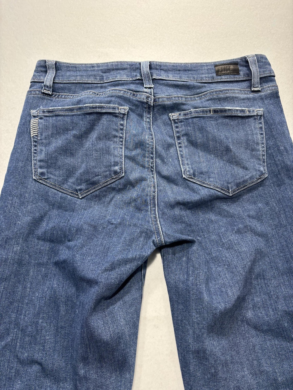 Paige Rory Crop Flare Jeans Womens 28 Blue Medium Wash Raw Hem 28x26 Stretch