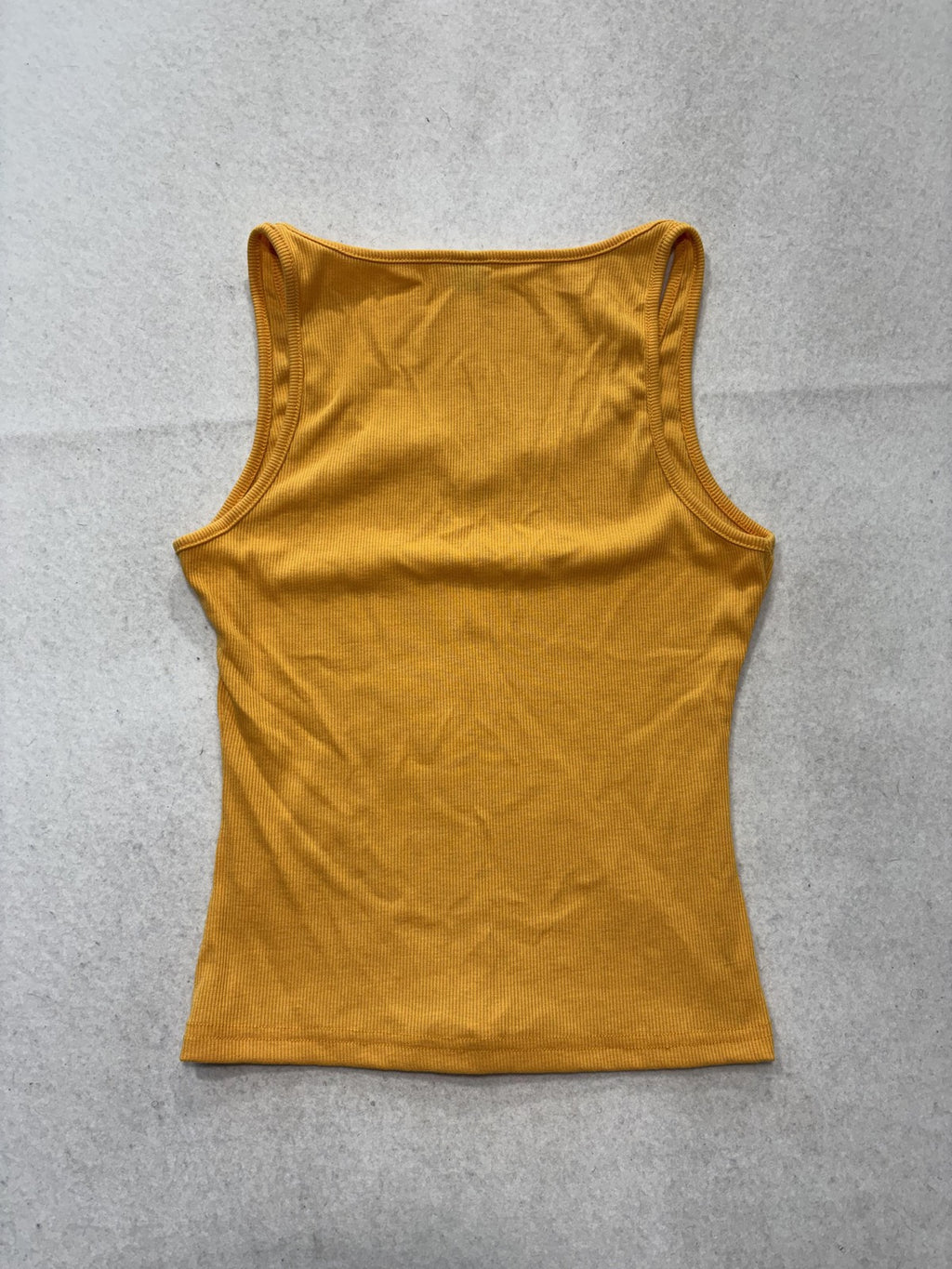 Tank Top Womens S Yellow Scoop Neck Ribbed Knit Slim Fit Basic Summer Casual