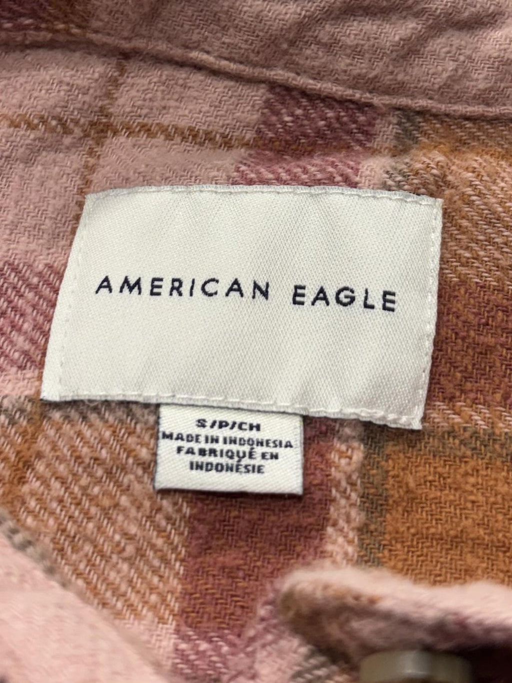 American Eagle Outfitters Button Up Shirt Womens Small Pink Plaid Flannel Casual