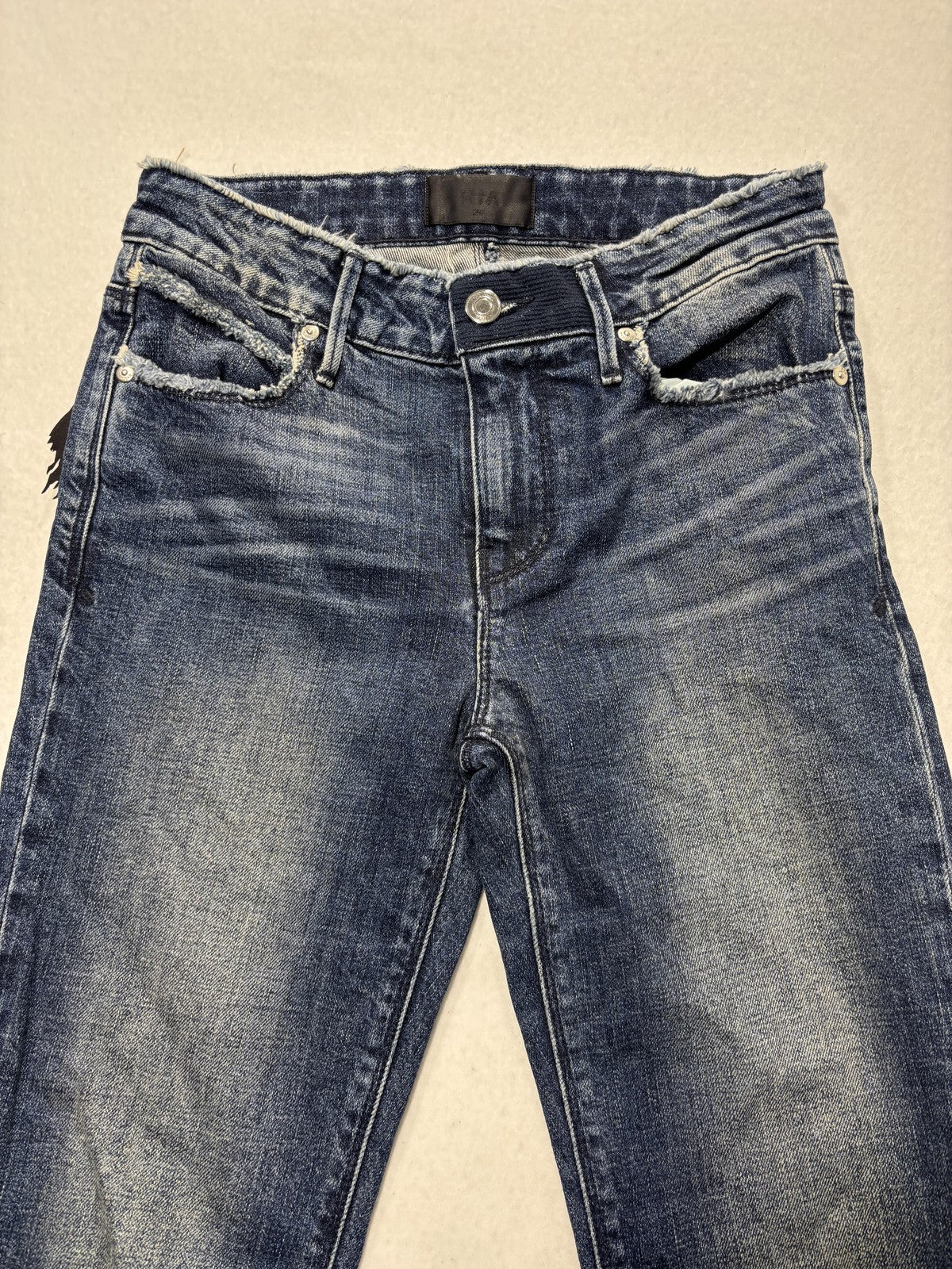RtA Jot Jeans Womens 24 Blue Medium Wash Slim Skinny Raw Hem WS7103-102INDWH