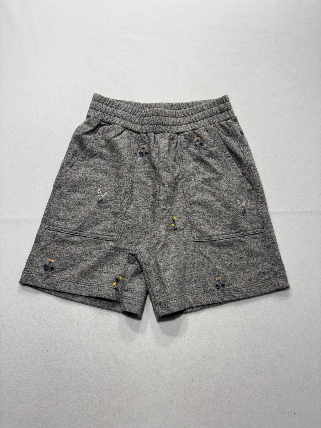 AG Sweat Shorts Womens Small Gray Embroidered Floral Knit Casual Elastic Waist