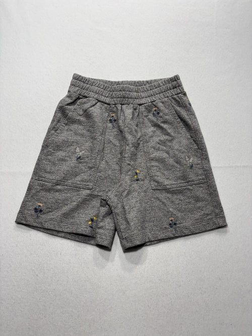 AG Sweat Shorts Womens Small Gray Embroidered Floral Knit Casual Elastic Waist