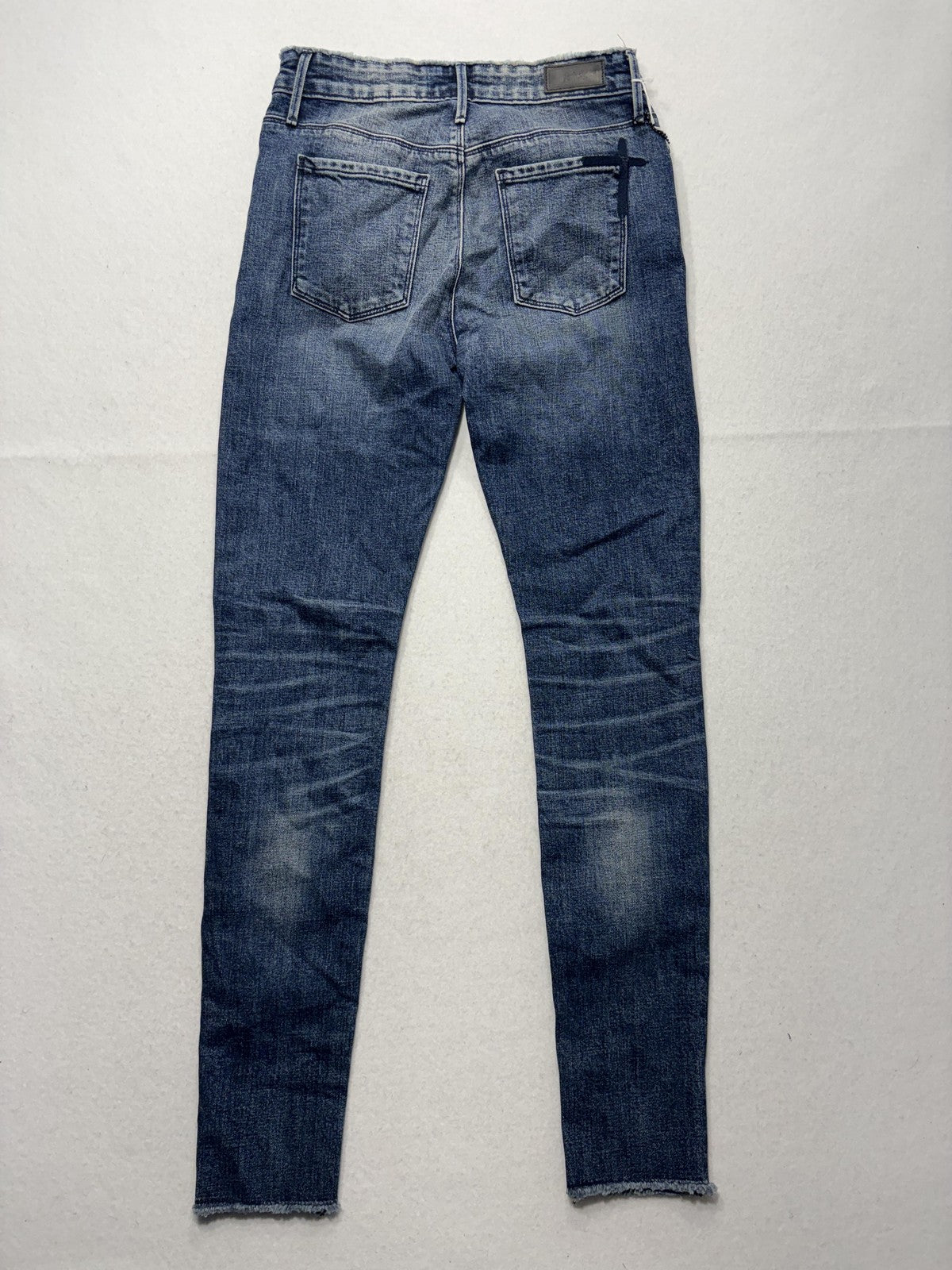 RtA Jot Jeans Womens 24 Blue Medium Wash Slim Skinny Raw Hem WS7103-102INDWH