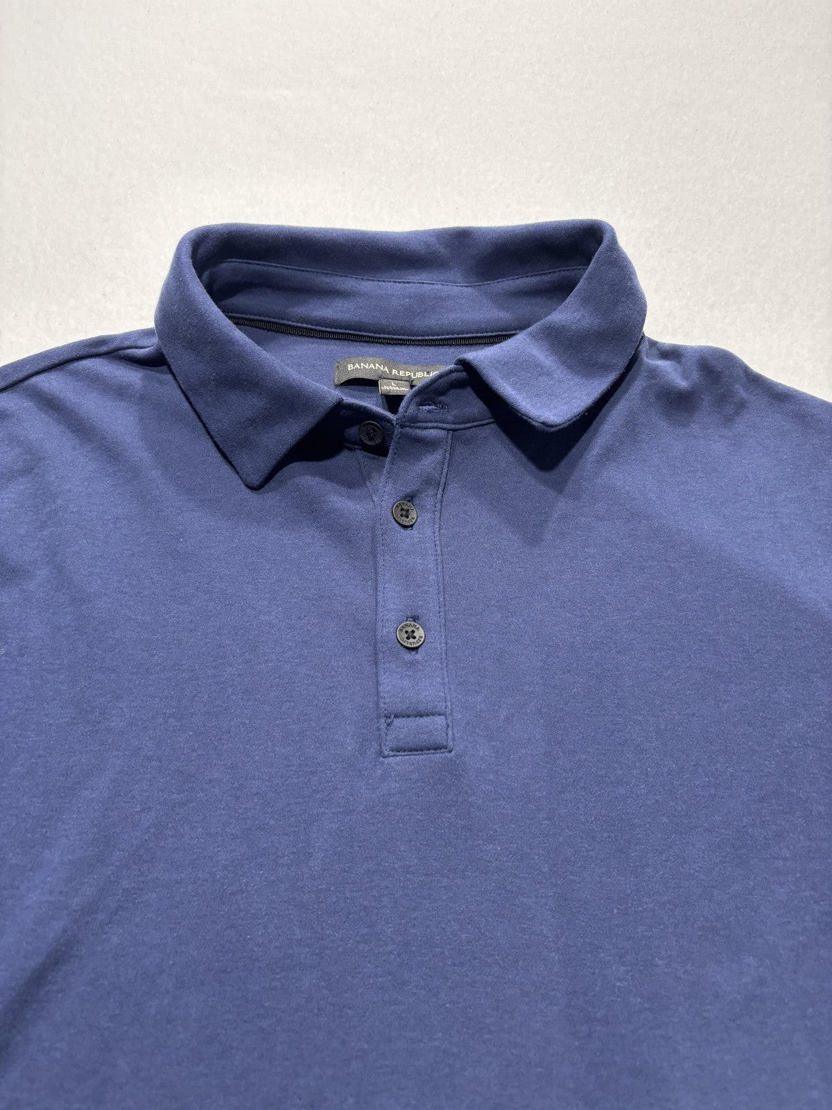 Banana Republic Polo Shirt Mens Large Blue Short Sleeve Jersey Regular Fit