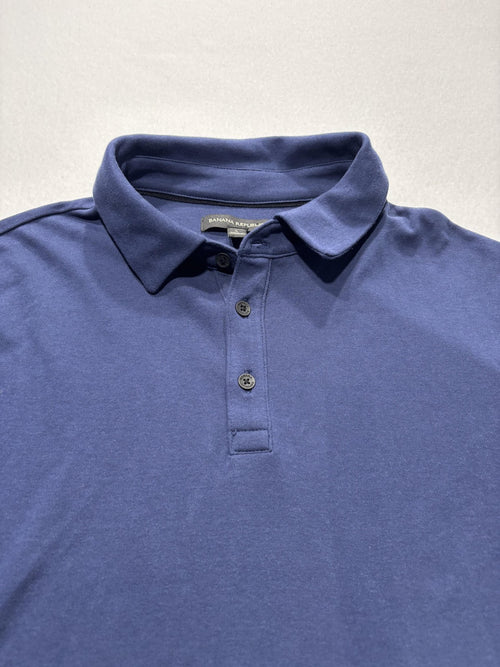 Banana Republic Polo Shirt Mens Large Blue Short Sleeve Jersey Regular Fit