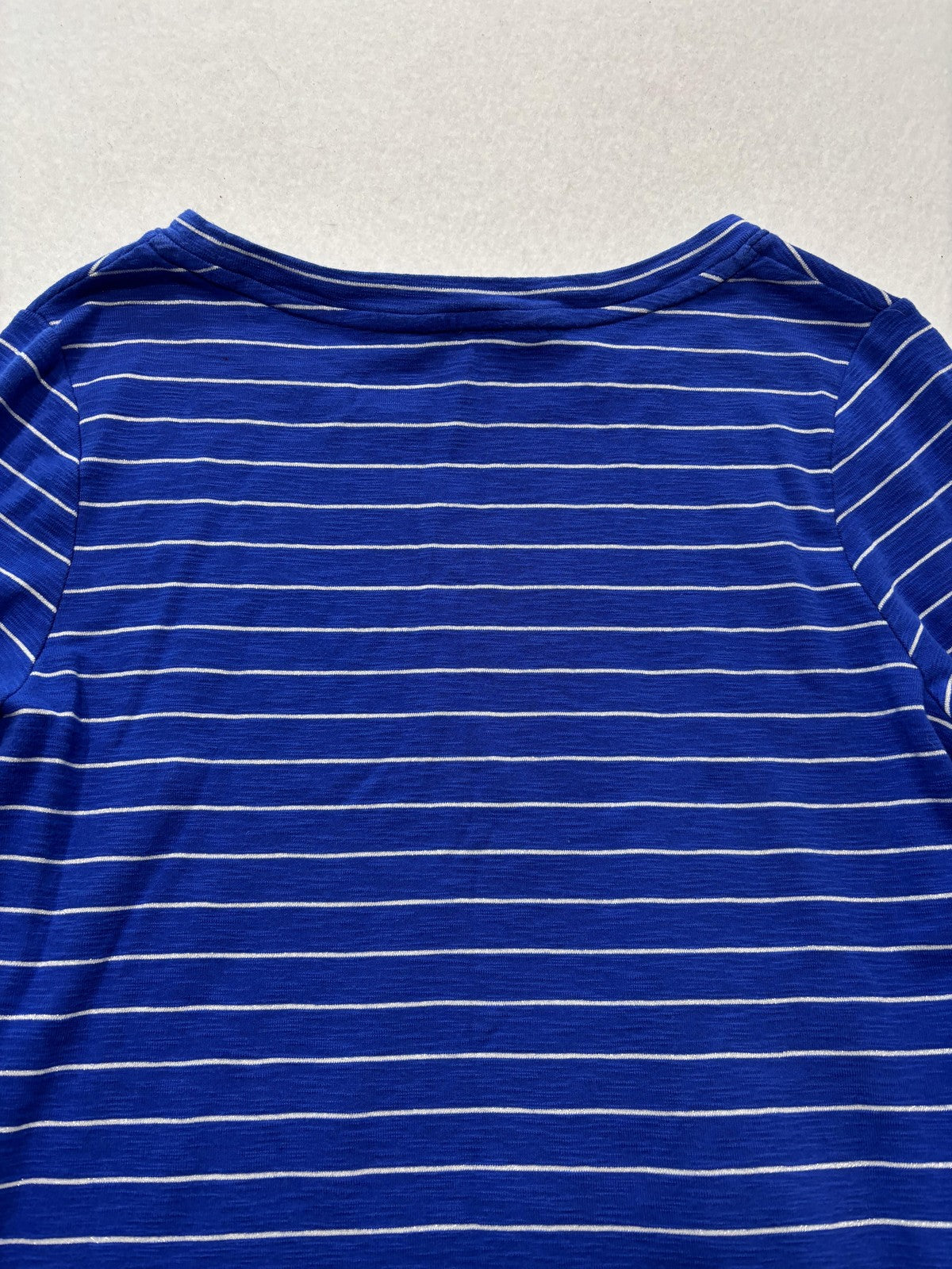 Tommy Bahama Shirt Womens Medium Blue Stripe Crew Neck 3/4 Sleeve Tunic Top