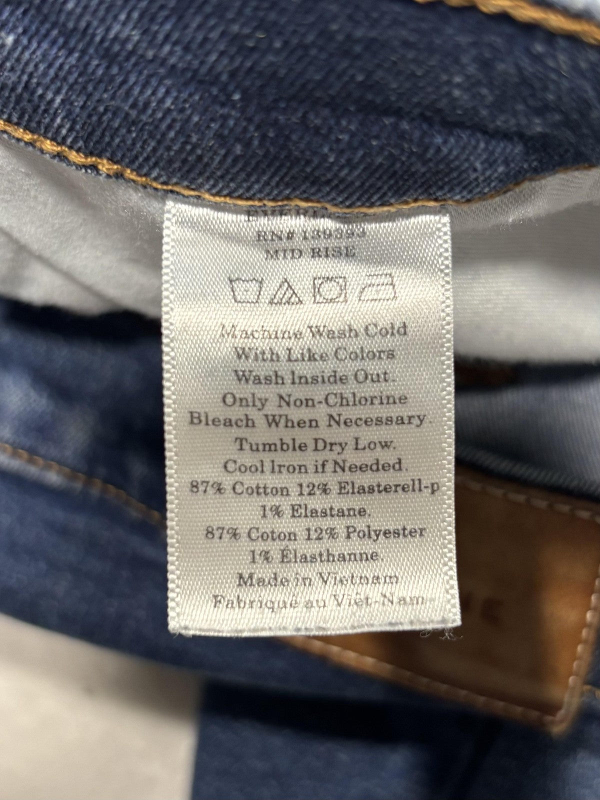 Everlane Jeans Womens 28 Blue Medium Wash Skinny Mid Rise Stretch Denim 28x27