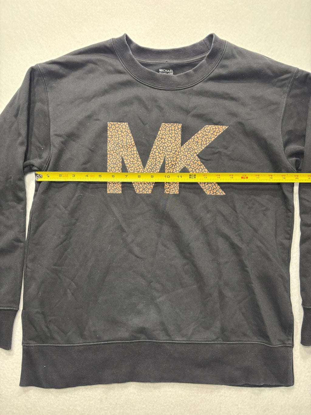 MICHAEL Michael Kors Sweatshirt Womens Medium Black Leopard MK Logo Pullover