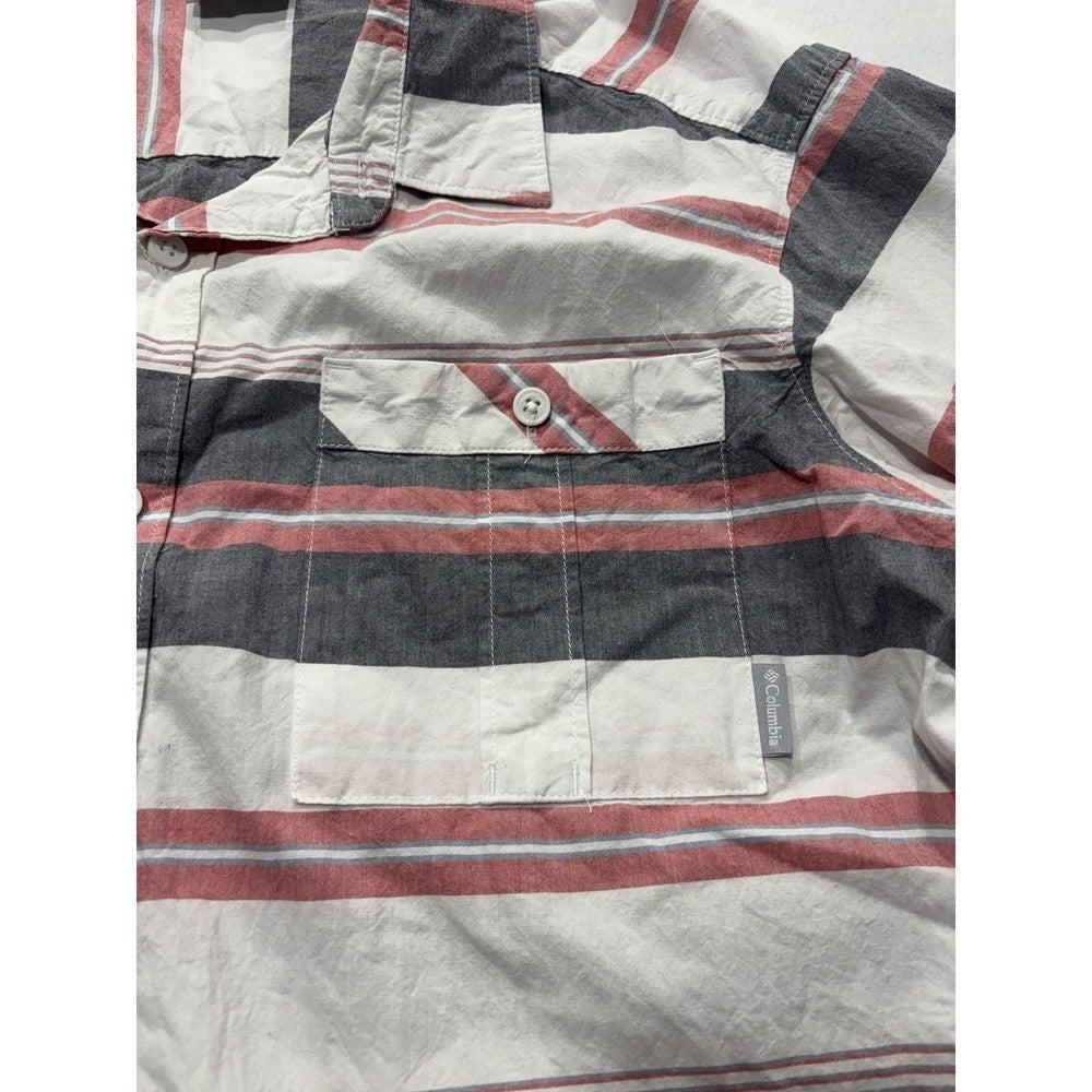 Columbia Shirt Mens Large Multicolor Striped Short Sleeve Button Up Casual