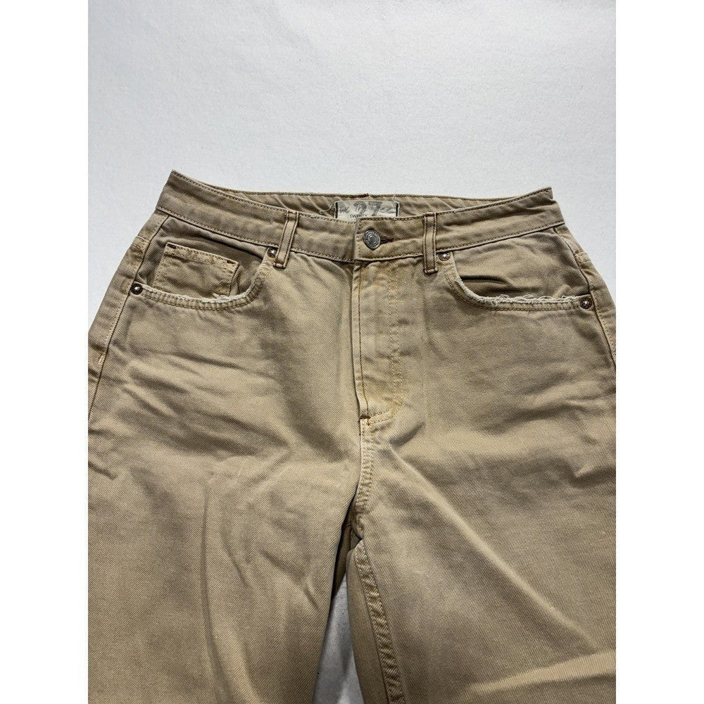 We The Free Jeans Womens 27 Beige High Rise Straight Distressed Raw Hem 27x28