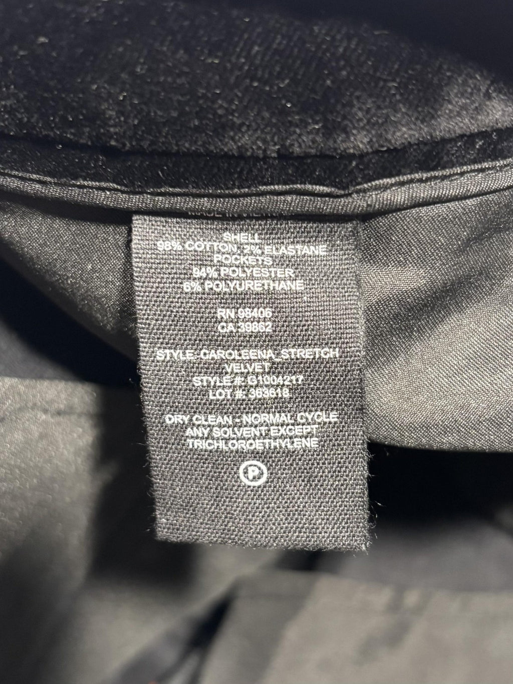 Theory Dress Pants Womens 8 Black Stretch Velvet Caroleena Flare Leg Pockets