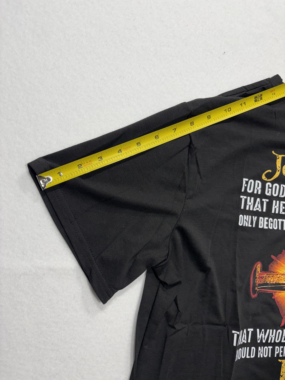 John 3:16 Shirt Mens Large Black Christian Cross Bible Verse Graphic Tee Print