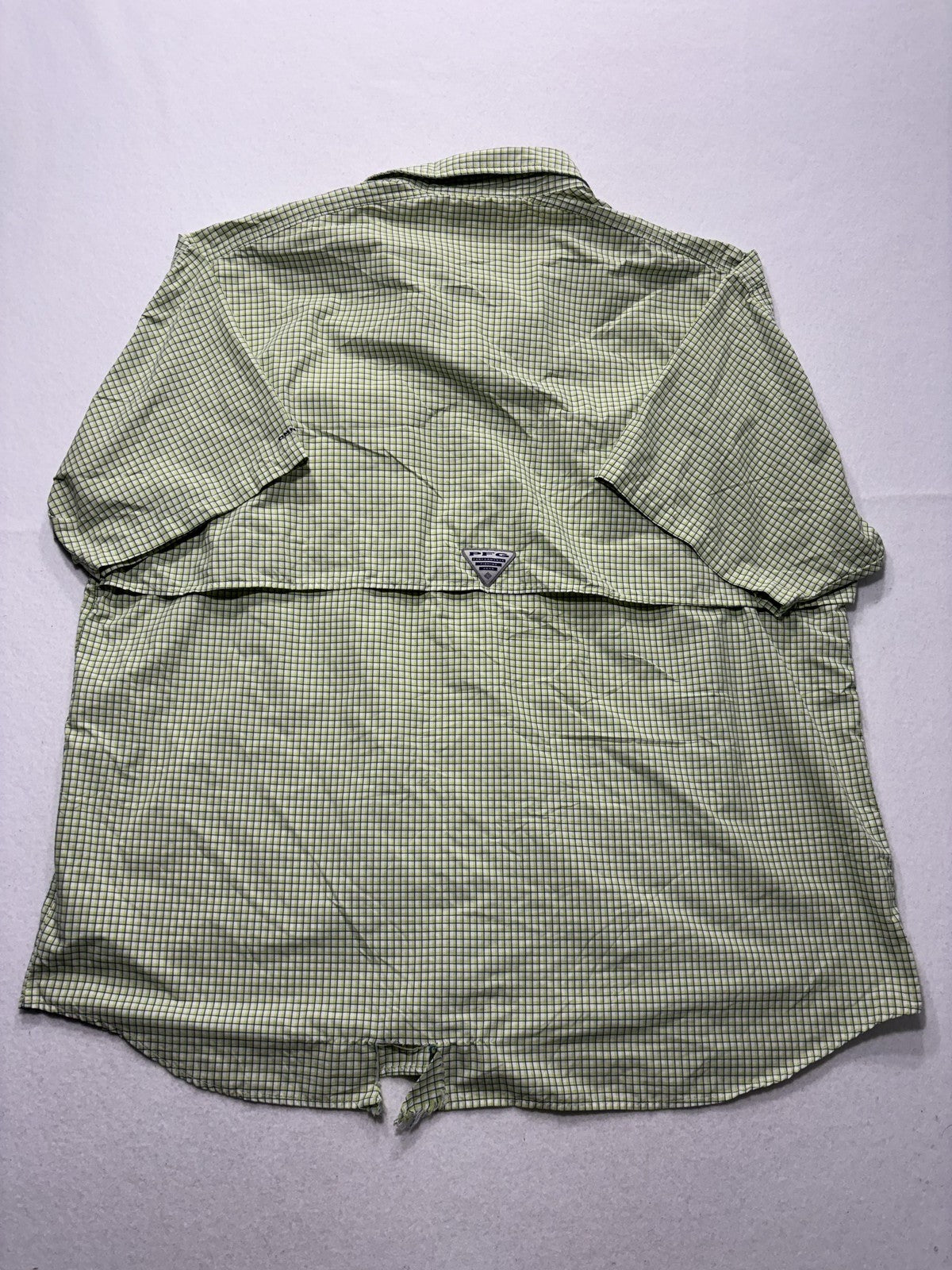 Columbia PFG Super Bahama Shirt Mens 2XL Green Short Sleeve Fishing Button Up