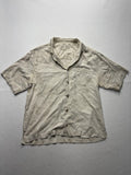 Tommy Bahama Shirt Mens Medium Beige Floral Silk Short Sleeve Button Up Tropical