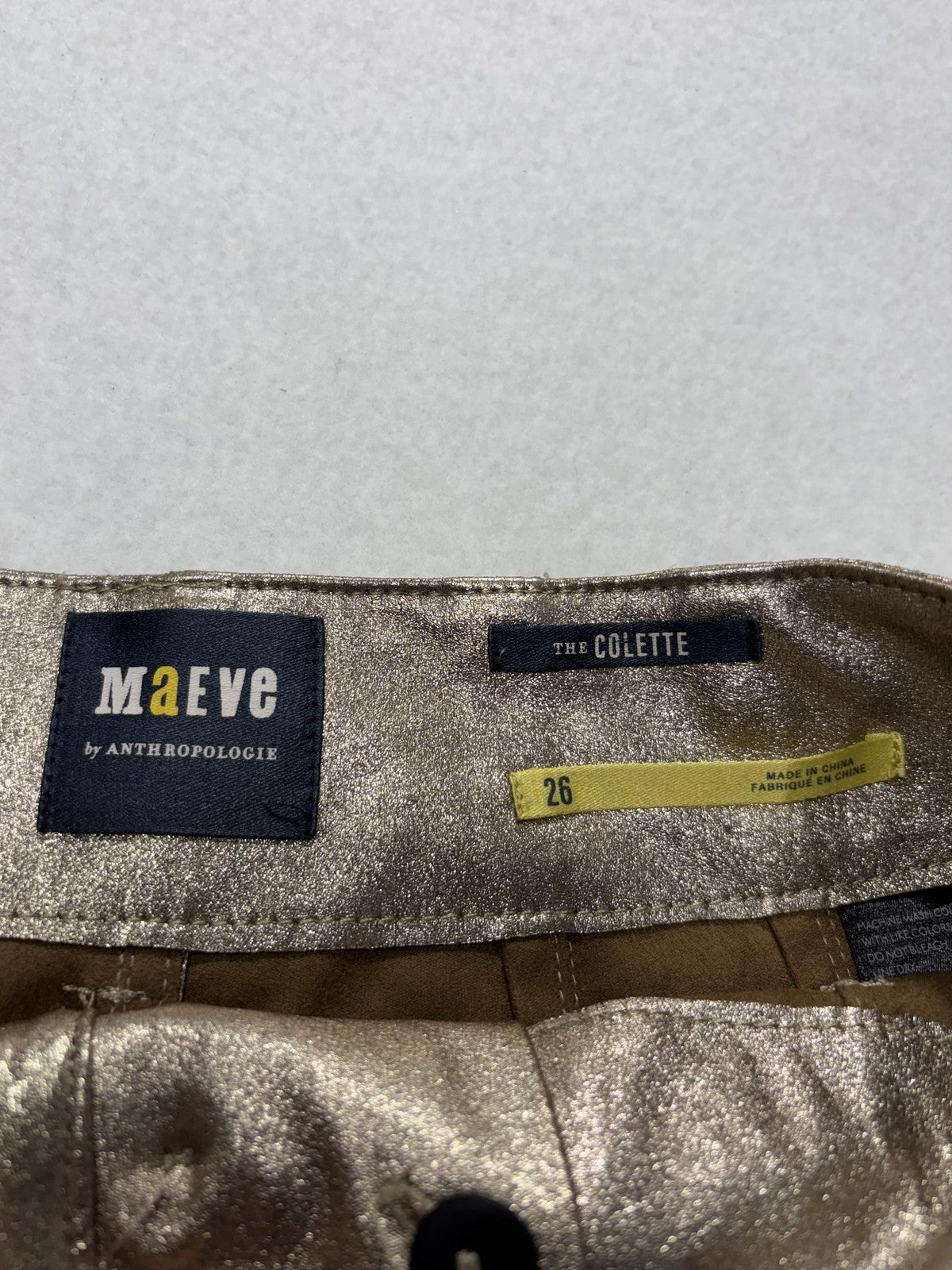 Maeve Pants Womens 26 Gold Colette Metallic Cropped Wide Leg Anthropologie