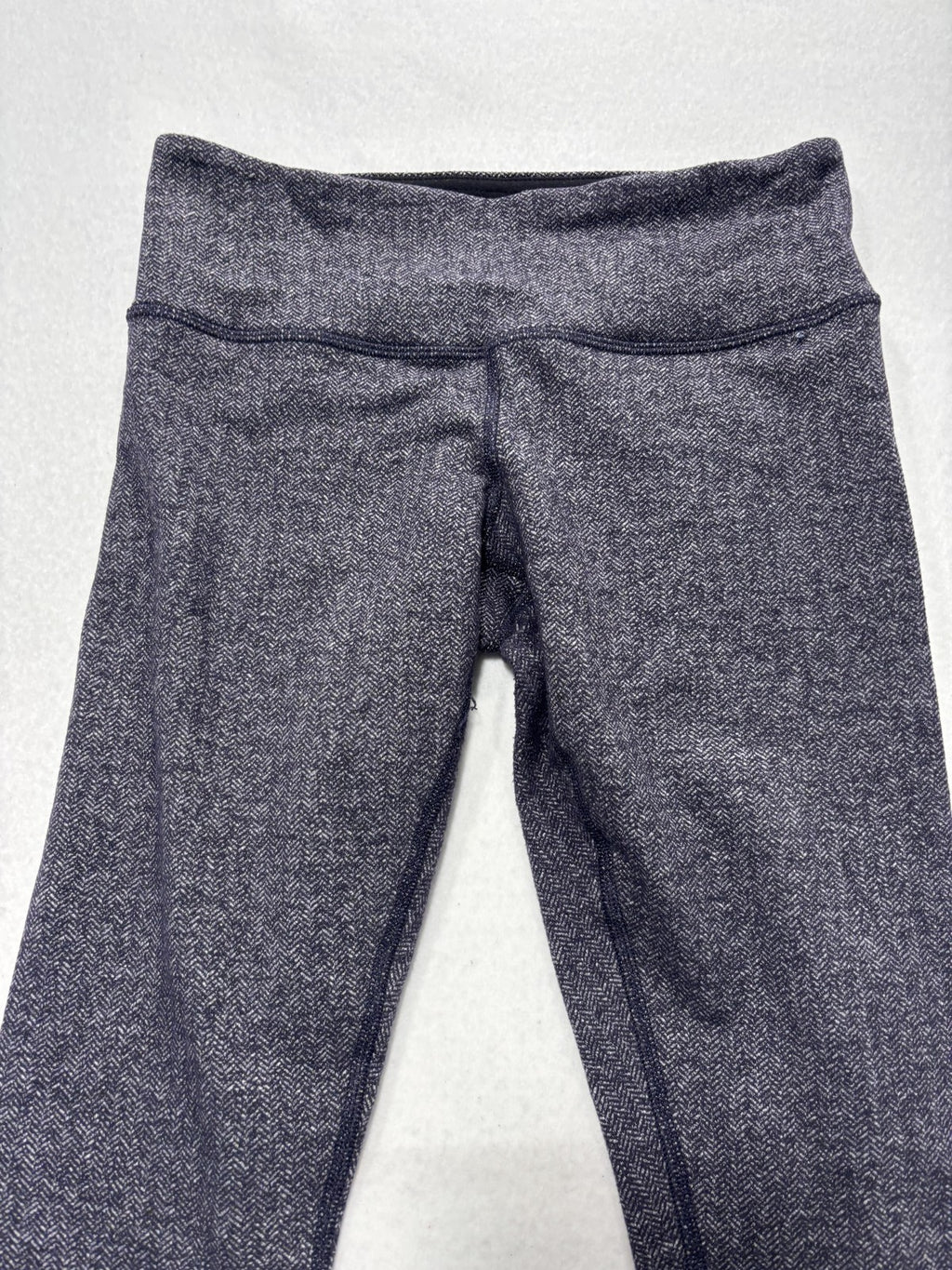 Lululemon Leggings Womens 6 Gray Herringbone 28" Inseam Ankle Yoga Stretch Knit