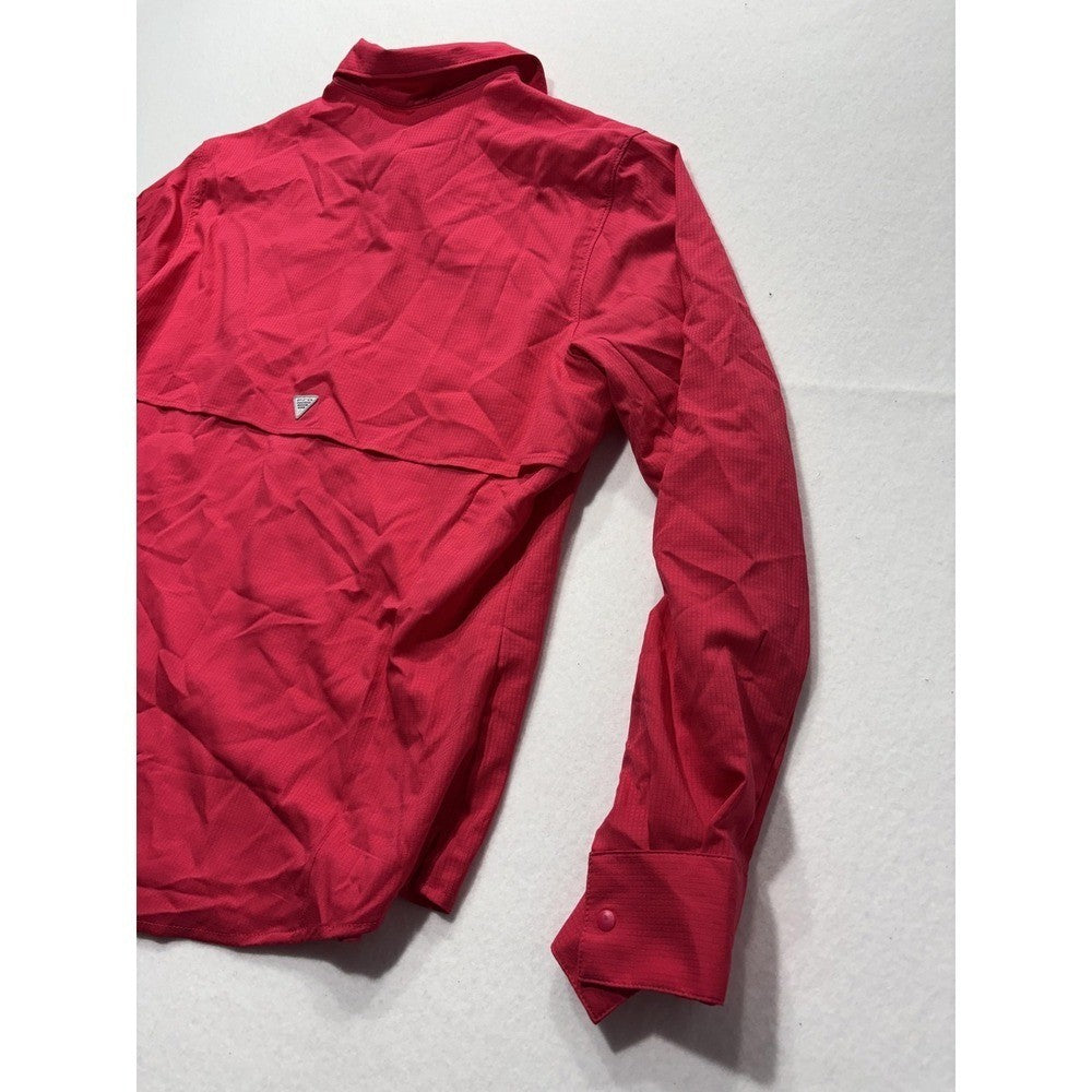 Columbia PFG Mens Large Red Long Sleeve Vented Fishing Button Up Shirt