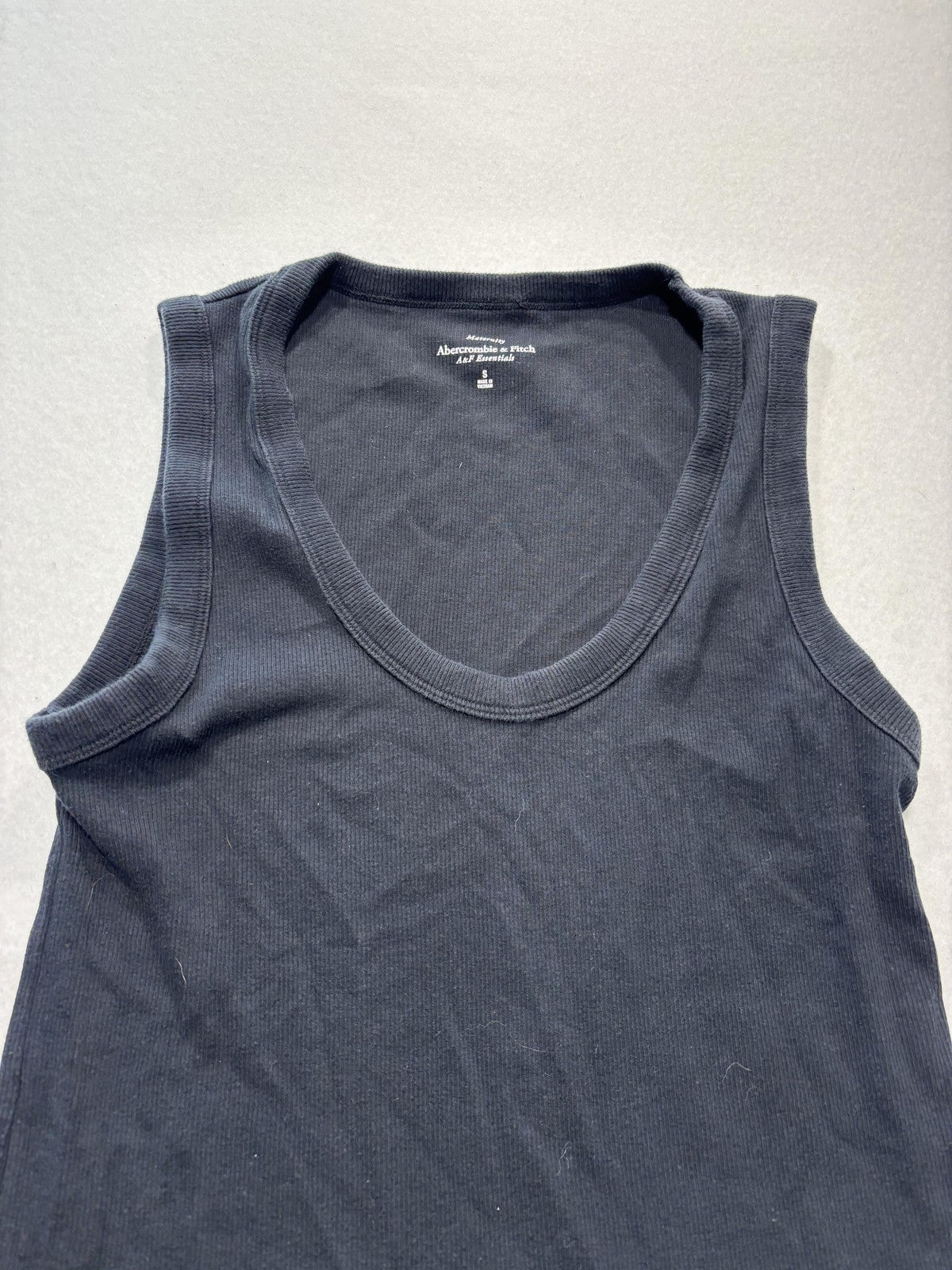 Abercrombie & Fitch Tank Womens Small Black Ribbed Knit Scoop Neck Maternity