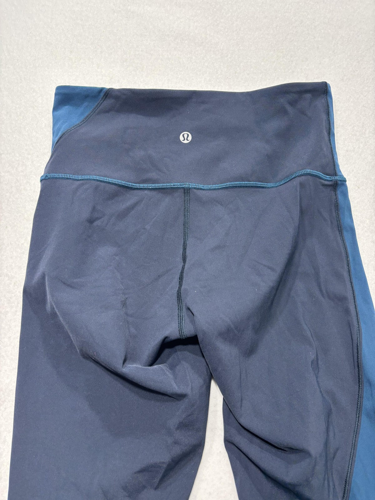 Lululemon Leggings Womens 4 Blue Colorblock High Rise 25" Inseam Ankle Yoga