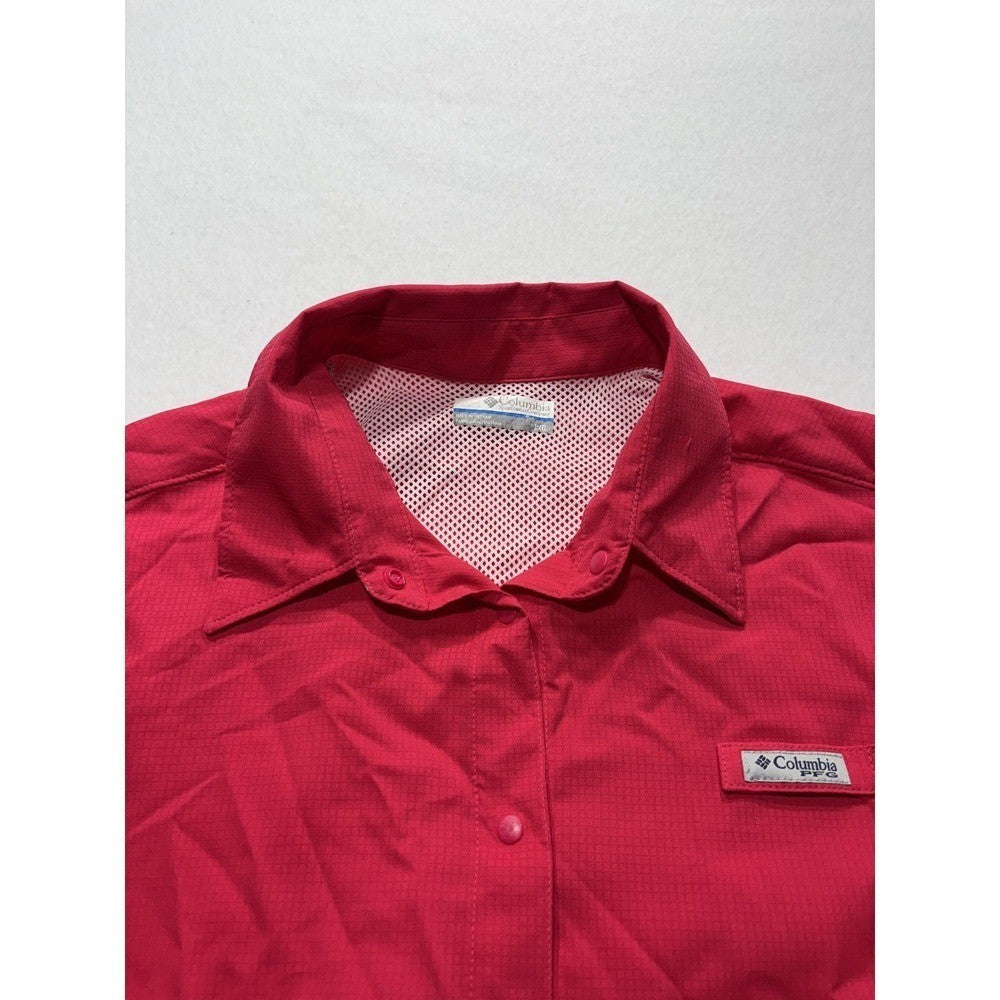 Columbia PFG Mens Large Red Long Sleeve Vented Fishing Button Up Shirt