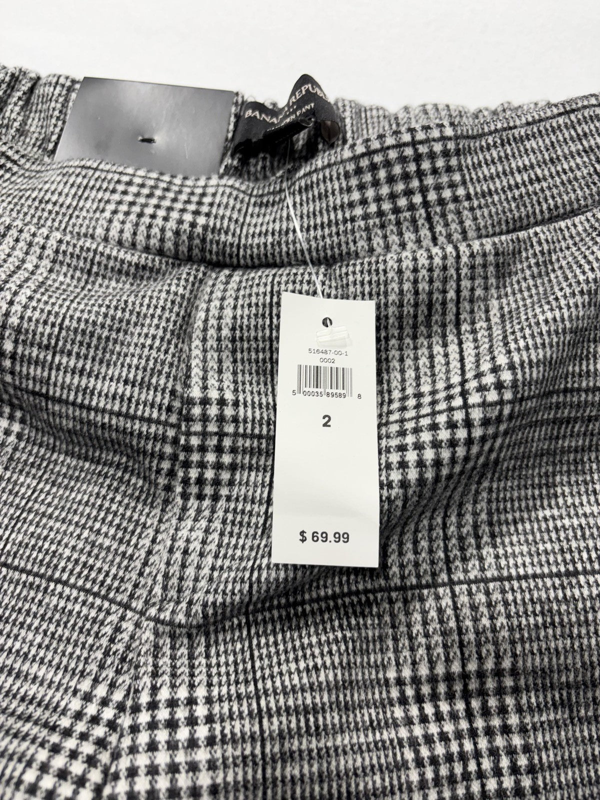 Banana Republic Dress Pants Womens 2 Gray Plaid Hayden Pull On Ponte Ankle Slim