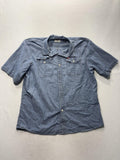 Wrangler Mens XL Blue Chambray Short Sleeve Button Up Western Shirt 112367983