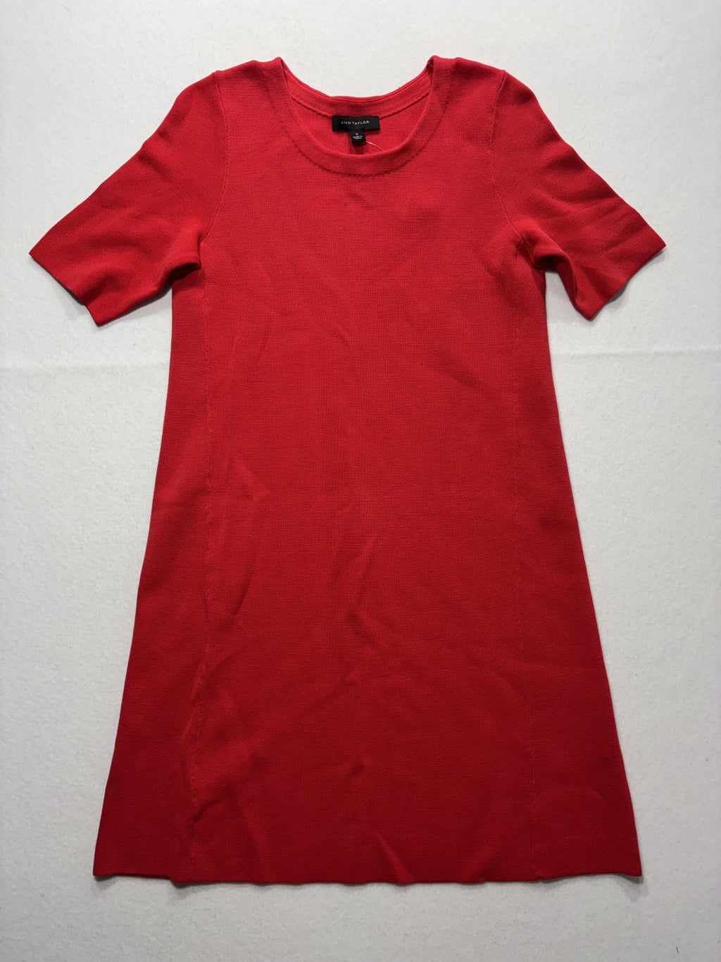 Ann Taylor T-Shirt Dress Womens Small Red Knit Crewneck Short Sleeve Cotton